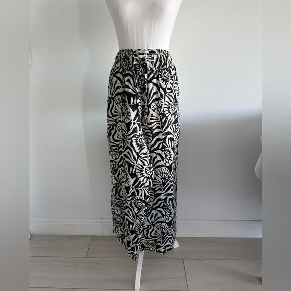 Nicole Miller linen wide leg pants size large side pockets - Picture 1 of 5